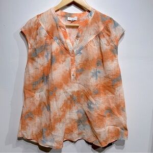 🆕 Anthropologie Orange and Blue Tie-Dye Blouse